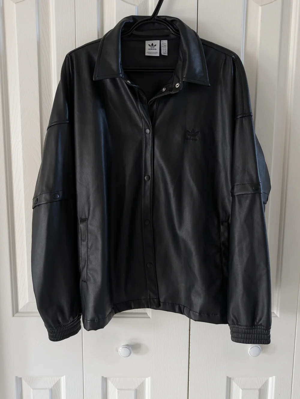 Adidas Originals Faux Leather Track Jacket - Picture 1 of 5